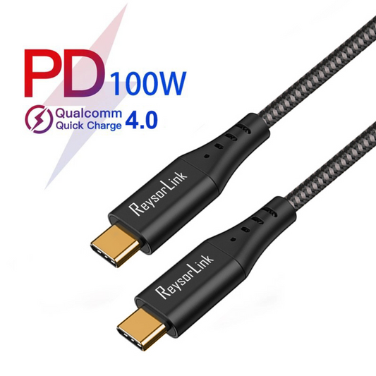 ReysorLink 3.1 Gen2 Type-C to Type-C | 100 Watts Power | 10 Gbps Data Speed | Gold-Plated Connectors | E-Mark Chip | QC 3.0 & 4.0 | PD 3.0 | 4K@60Hz HD Video Output Compatible with iPad Pro, MacBook Pro, Dell | 1-Year Warranty